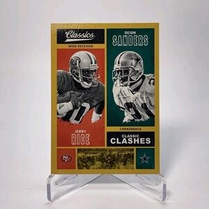 Jerry Rice Deion Sanders 2017 Panini Classics Classic Clashes Gold #CC-JRDS